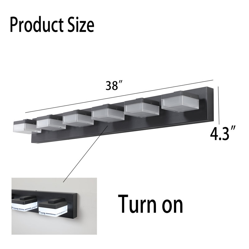 6 - Light LED Bath Bar, Black