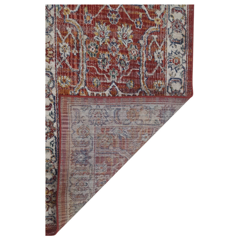 Oriental Machine-Made Red/Ivory Area Rug, Runner 2'8" x 10'