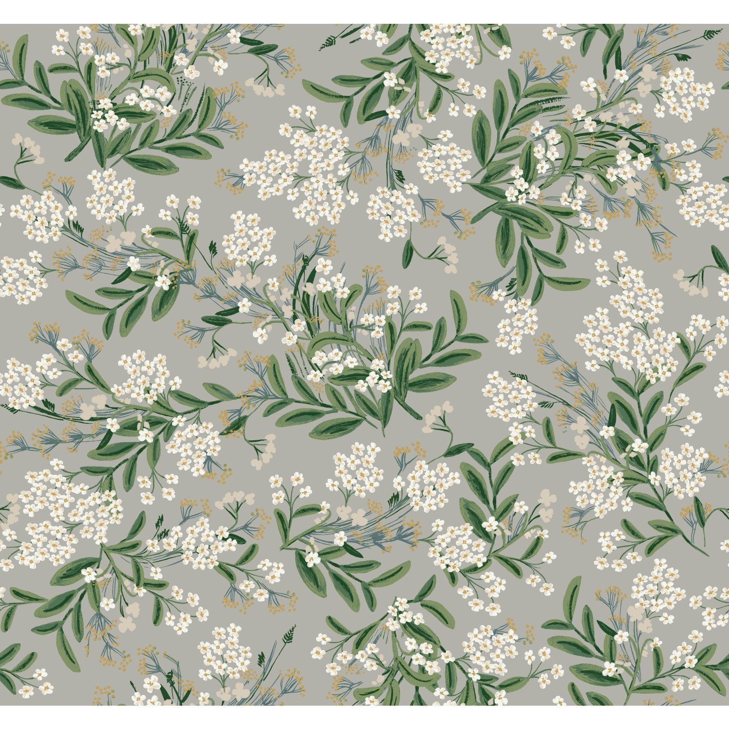 Cornflower Wallpaper Double Roll, Gray/Green