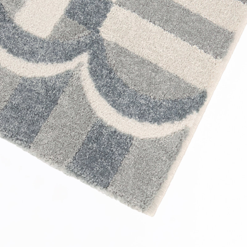 Tapis Rinehart bleu géométrique bohème, Bleu, 5 pi 3 po x 7 pi