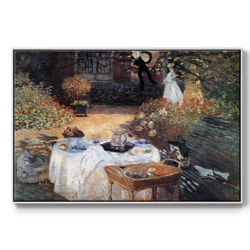 Le déjeuner encadré sur toile par Claude Monet, H 25 po x l 37 po x P 2 po, Blanc