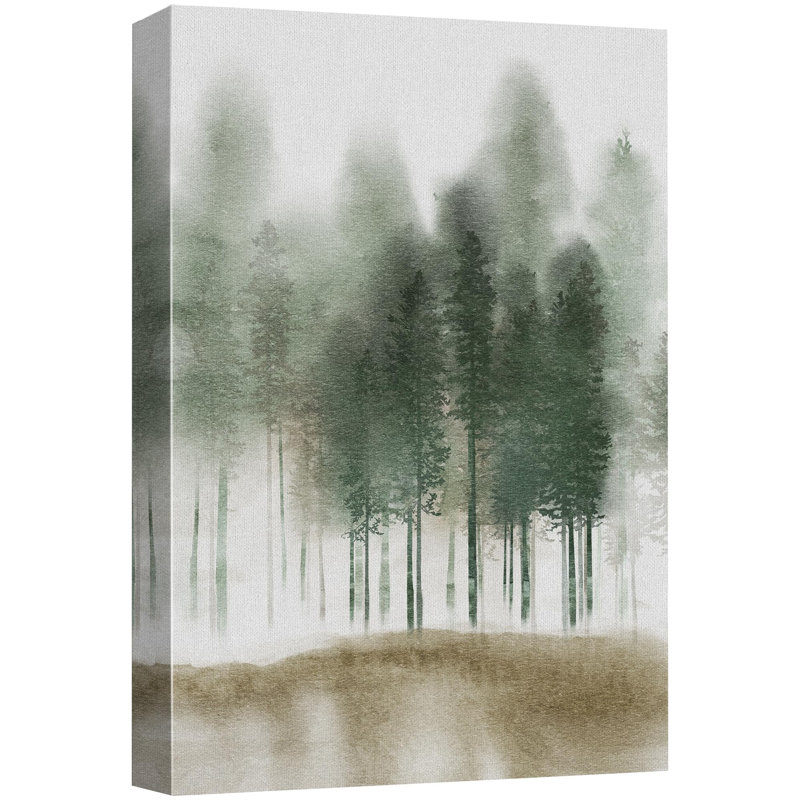 Paysage de forêt Woodland «Green Pastel Watercolor Tree Forest Nature» sur, Toile tendue, H 36 po x l 24 po