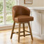 Tabouret de bar pivotant à 360 ° en forme de U avec base en bois d'hévéa massif, confort à ressorts, capacité de 350 lb-930555994