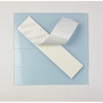 Metro 3 in. x 12 in. Glass Straight Edge Peel and Stick Subway Wall Tile