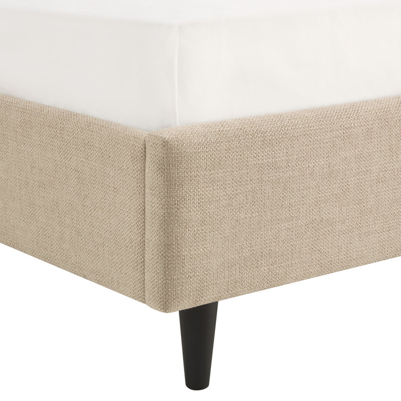 Ana Upholstered Wingback Platform Bed, Beige Canvas, California King
