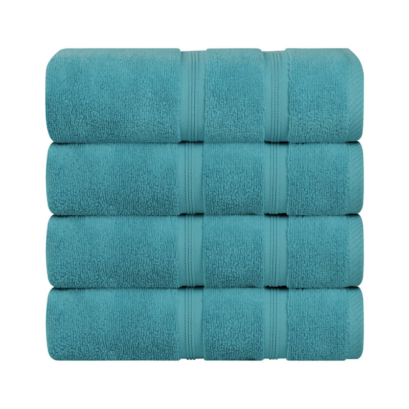  Serviettes de bain en coton Smart Quick-Dry Zero Twist, ensemble de 4, Turquoise