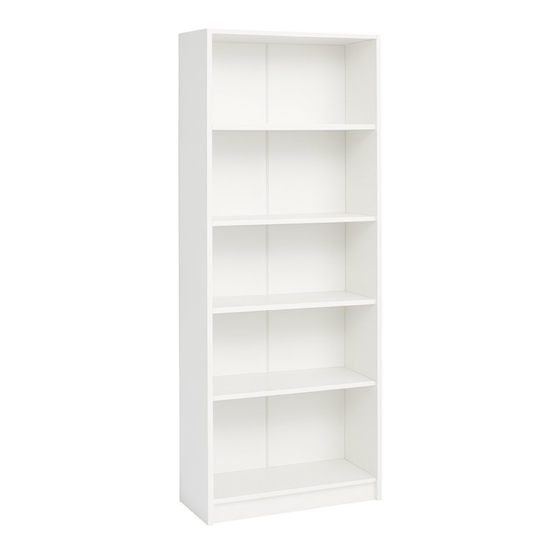 Armoire de rangement à 5 niveaux pour bibliothèque - étagère ouverte blanche pour le salon, la chambre à coucher, le bureau personnel - trousse de sécurité anti-basculement incluse