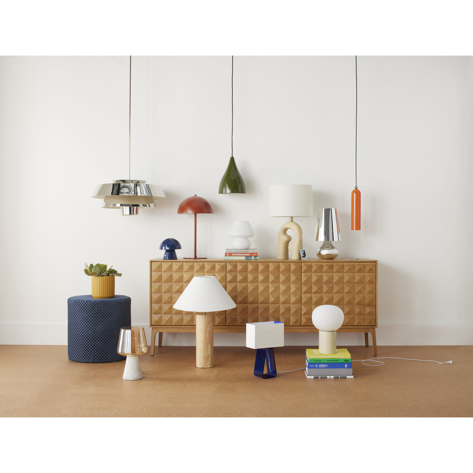 Tube Top Bedside Lamp, Dark Blue