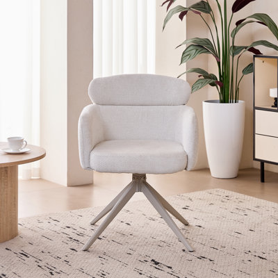 Fauteuil pivotant sans roues Boucle, fauteuil de bureau rembourré avec coussin à ressorts épais, fauteuil d'appoint moderne pour bureau personnel, meuble-lavabo, salon