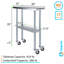 30 po X 12 po Table en acier inoxydable avec roulettes
