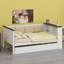 Lit de jour en bois peu encombrant avec tablettes de rangement, dossier rembourré confortable, port USB et lit gigogne escamotable-1325859863