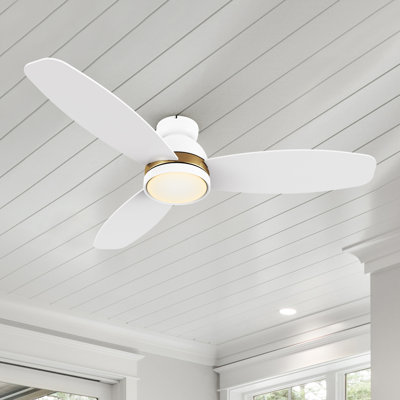 Smart DC Motor Ceiling Fan with LED Light, Remote Control, Flush-Mount