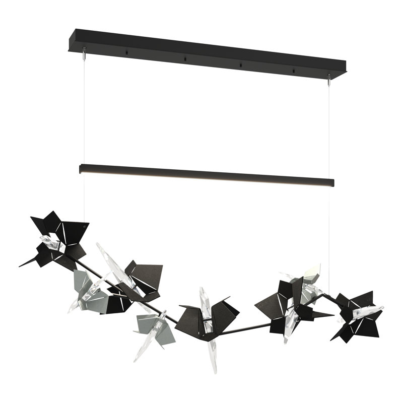 Belladonna Kitchen Island LED Pendant with Crystal Accents, Vintage Platinum, Modern Brass