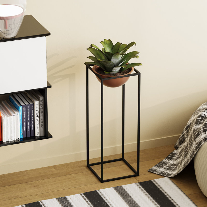 Élégant pot décoratif en métal, finition noire et cuivre, 8,7 po x 23,6 po | 100% métal durable, poids léger 2,9 lb | Parfait pour les plantes d'intérieur et la décoration intérieure | Aucune installation requise, design élégant et moderne