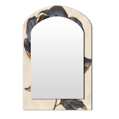 Moderne bleu rose doré doré II - miroir asymétrique rose, miroir mural unique arche bleue, impression d'art en métal