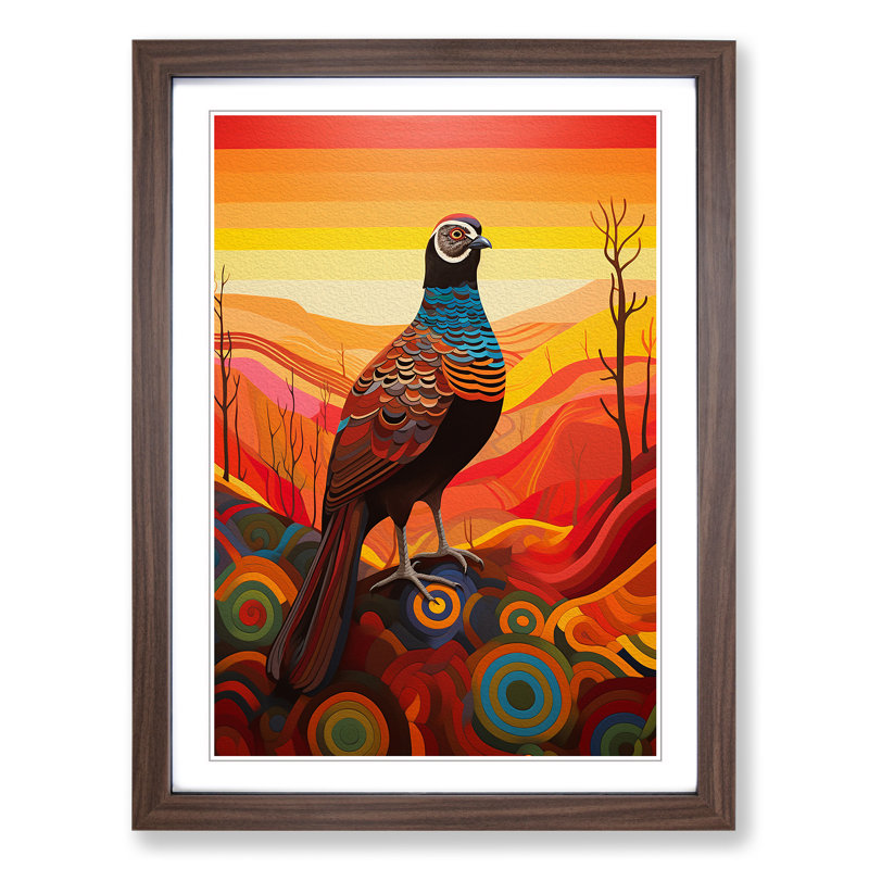Partridge Colour Field - Single Picture Frame Print on Wood, Walnut Framed, 34cm H x 25cm W x 2" D