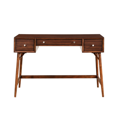 Counter Height Desk With Brown Color And Walnut Veneer For Living Room In Storage Options