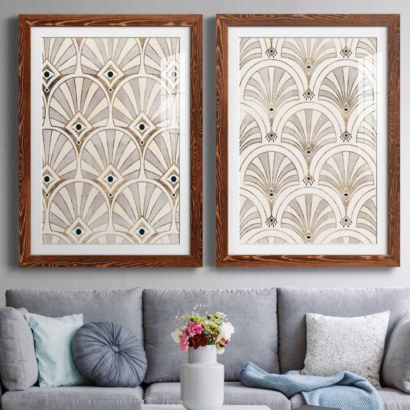 " Deco Patterning I " 2 - Pieces, Maple, 31.5" H x 47" W x 1.5" D