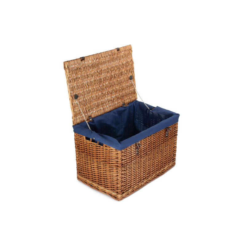 August Grove Wicker Decorative Basket, Double Steamed/Navy Lining 