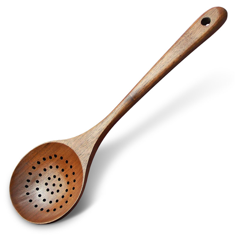 Cuillère à égouttoir en bois de teck avec trous de bonde Cheer Collection