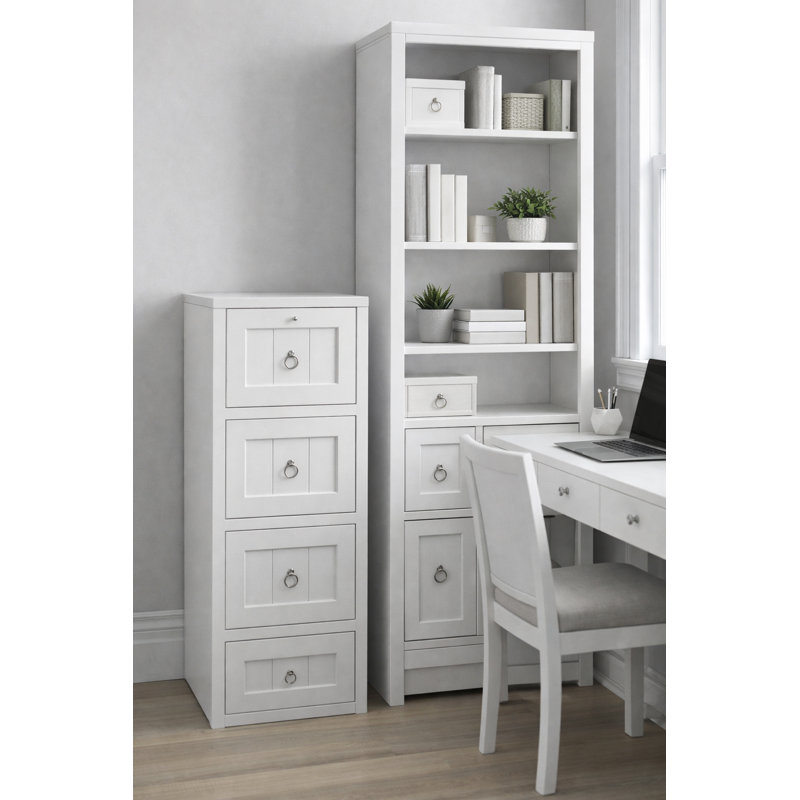 Classeur vertical 4 tiroirs Raina, Blanc brillant