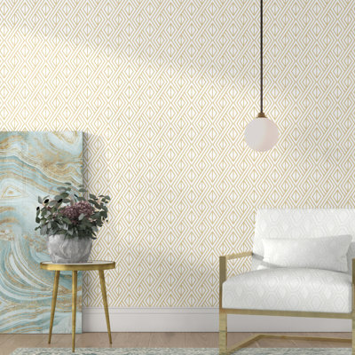 Delaware Diamond Geo 18' L x 20.5" W Peel and Stick Wallpaper Roll