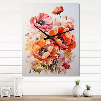 Horloge murale moderne Ahniyla - Coquelicots