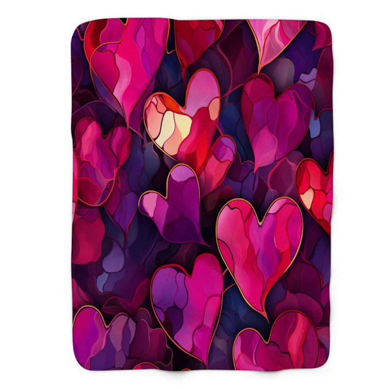 Encre en forme de cœur - couverture sherpa de qualité supérieure 1 pièce, Lit simple