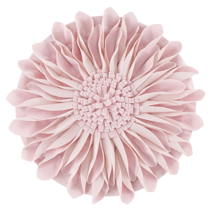 Housse et insert décoratif décoratif 3D Floral, H 12 po x l 12 po, Rose pêche - velours