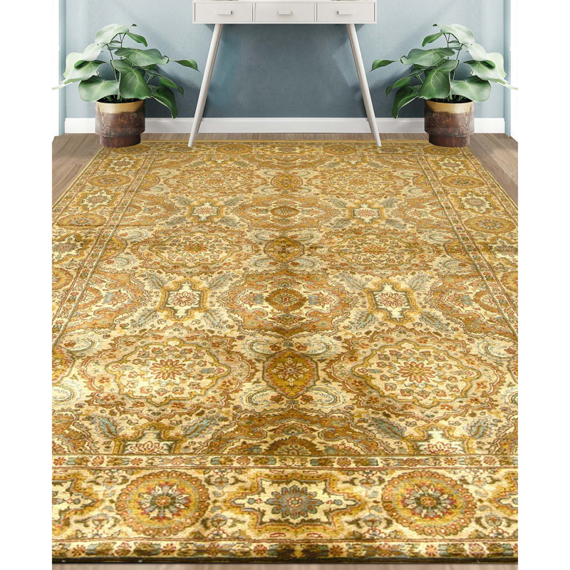 Tapis crème noué à la main de haute qualité