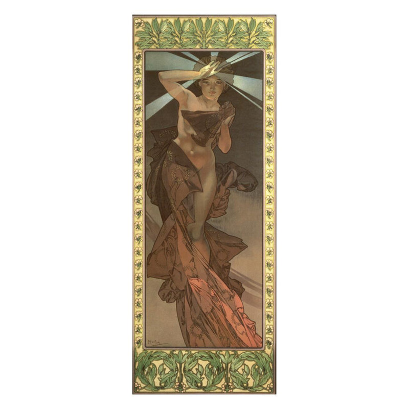 La lune et les étoiles: Étude pour «L'étoile du matin» (1902) par Alphonse Mucha - Estampe numérique, H 28 po x l 22 po