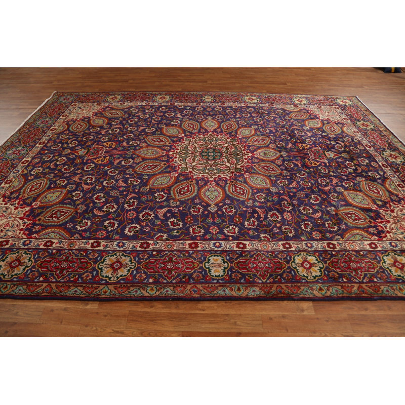 Tapis floral en laine noué à la main 8 x 12 Tabriz