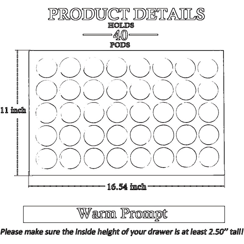 Plateau de rangement pour dosettes de café - peut contenir 40 dosettes, un comptoir ou un tiroir peu encombrant pour la cuisine, le bureau et la maison