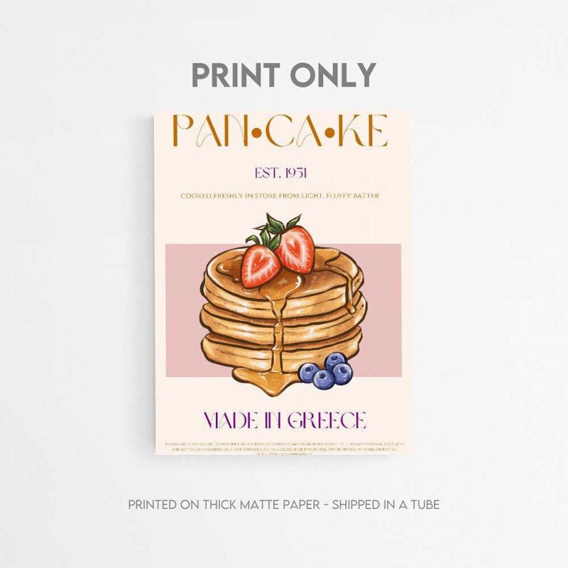 Pancake Stack Vintage Food - Reproduction d'art d'inspiration grecque, H 24 po x l 18 po, Blanc