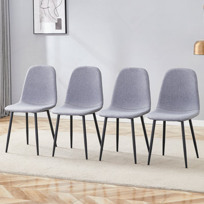 Ensemble de chaises de salle à manger luxueuses à pieds en métal avec siège confortable en lin et coton