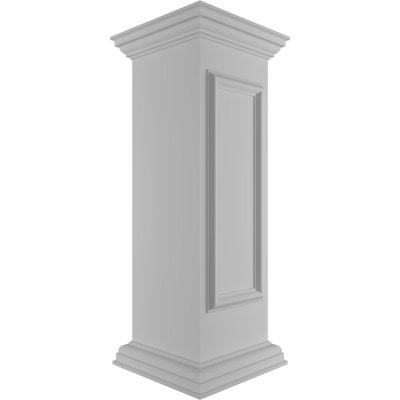 Straight Newel Post with Panel, Peaked Capital & Base Trim (Installation kit included)