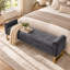 Banc ottoman Pocono en chenille avec pattes en métal doré et accoudoirs carrés-1943076469