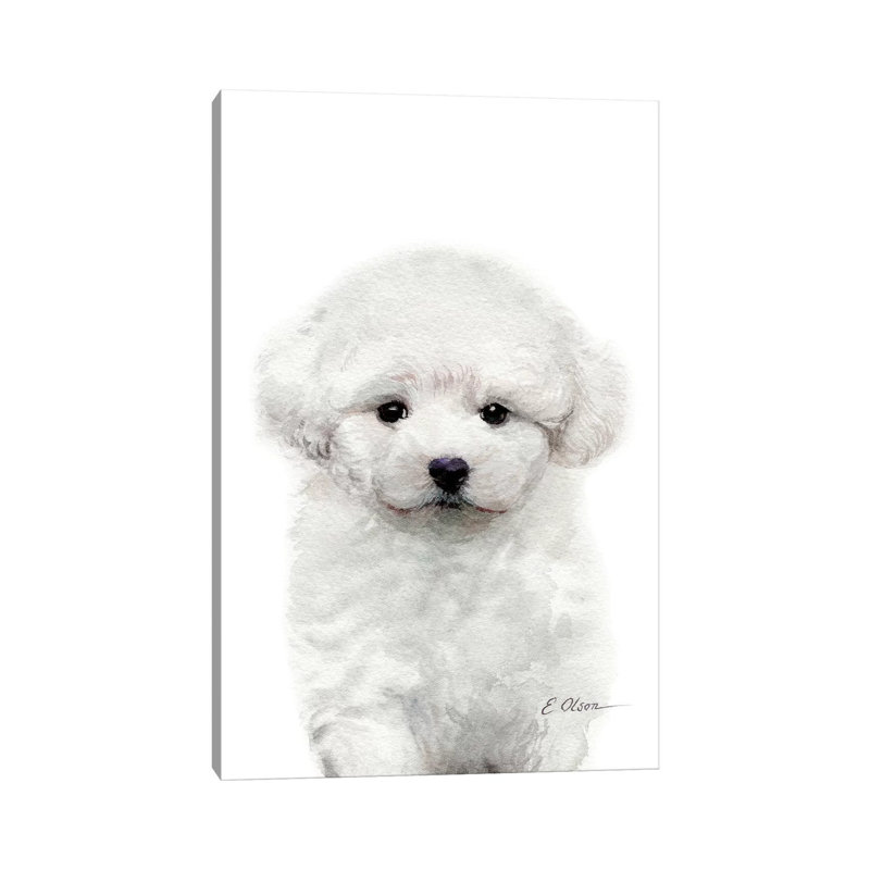 Bichon Frise Puppy by Watercolor Luv - Wrapped Canvas Painting, 30.48cm H x 20.32cm W x 1.91cm D