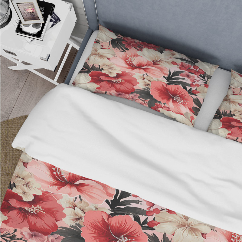 Literie Hibiscus Romance, Housse de couette simple + 1 taie décorative stan