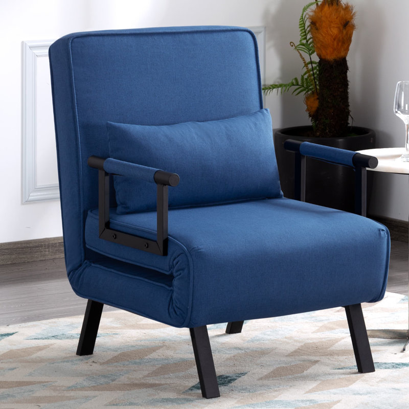 Canapé-lit convertible 4 en 1 George Oliver, Polyester bleu