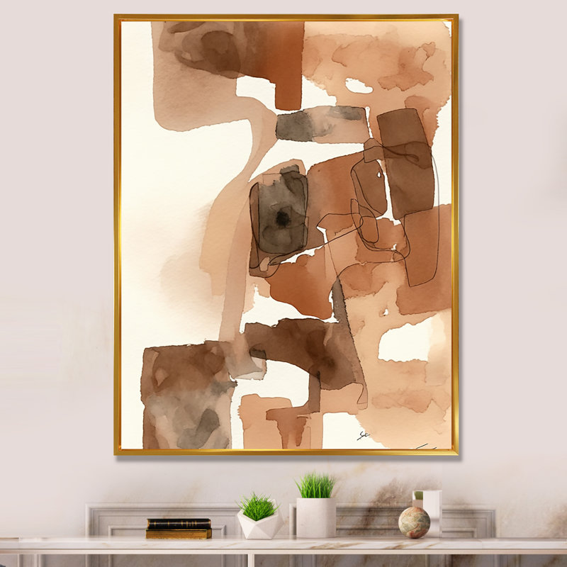 «Liquid Earth Tones I», reproduction sur toile, H 40 po x l 30 po x P 1,5 po, Toile avec cadre flottant or