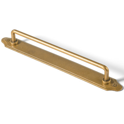 GOO-KI Cabinet Pull With Removable Backplate (Model G023), Zinc Alloy Drawer Handle, 5"/7.6" Hole Center, Antique Brass & Champagne Bronze Finish, Decorative Door Hardware For Kitchen & Bathroom
