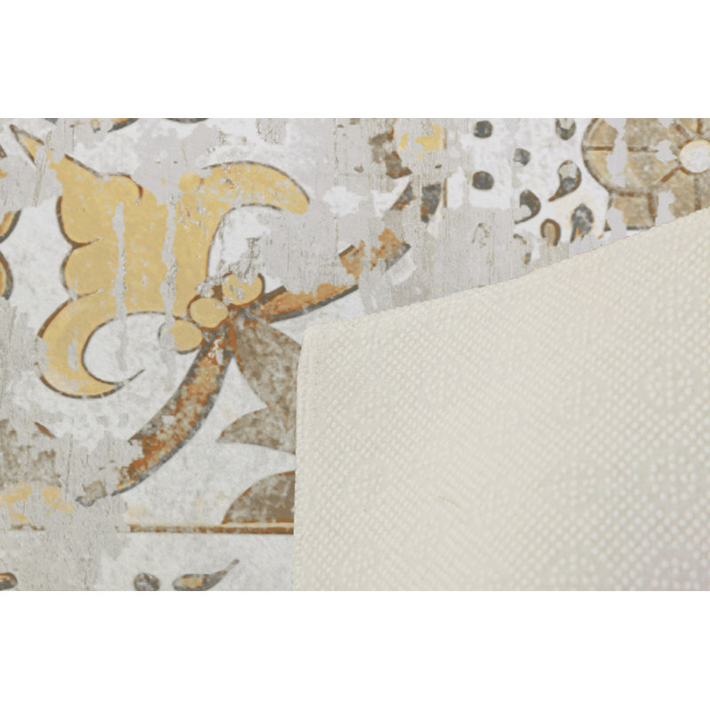 Tapis d'entrée élégant, impression numérique 3D, 3,9 x 4,9 pi | 100% polyester, antibactérien, envers en PVC antidérapant, hauteur des poils: 0,04 po, lavable à la machine, parfait pour le décor du salon et du vestibule