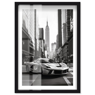 Drive to Manhattan Shadowbox Print Fashion Art Prints by Notoriart, Black Frame, 25 x 37