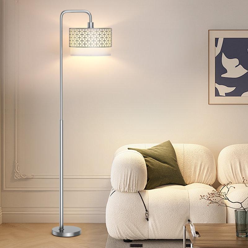 64.1'' Silver Floor Lamp Metal Modern Standing Lamp for Living Room, Matte Silver