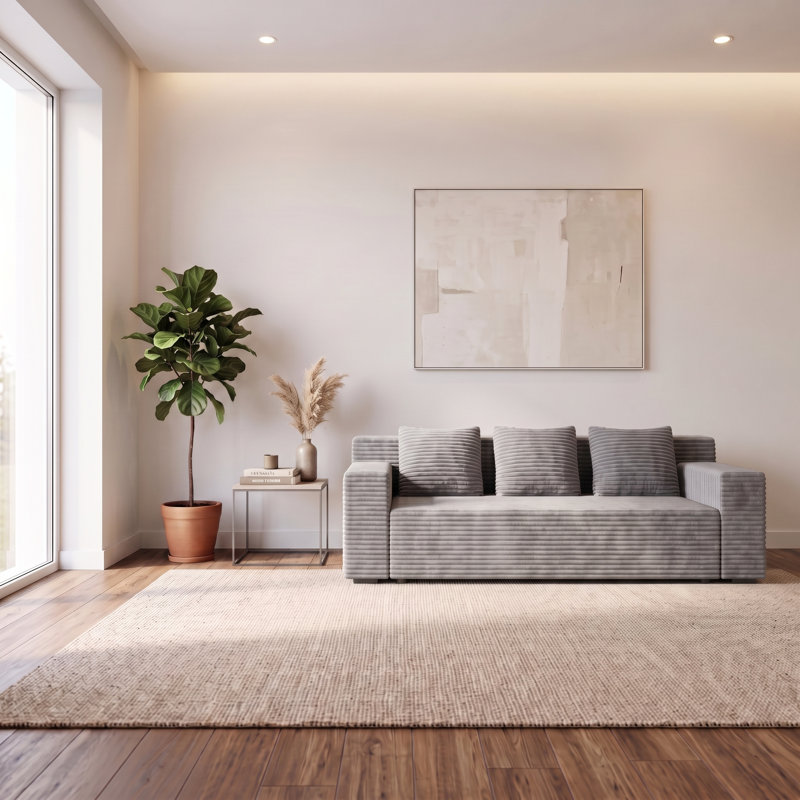 Canapé 71 po avec 3 coussins et poches latérales, sans assemblage, LIGHT GREY