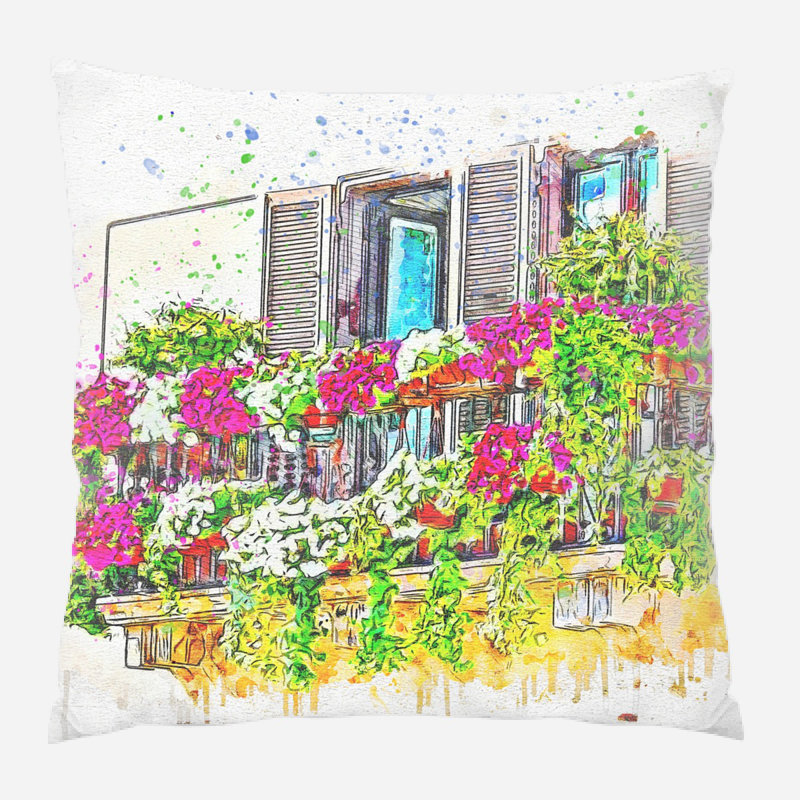 Outdoor Reversible Throw Pillow, Microsuede, Indoor 