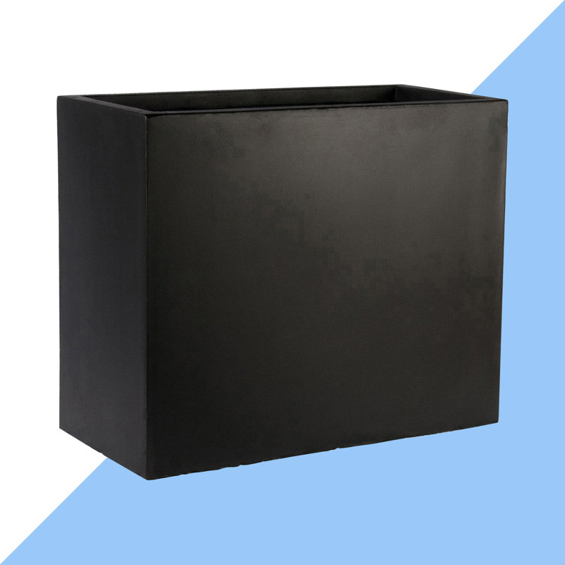 Frostproof, Concrete Effect Garden Planter Pot with Drainage Holes, 50.5cm H x 60cm W x 30cm D, Black