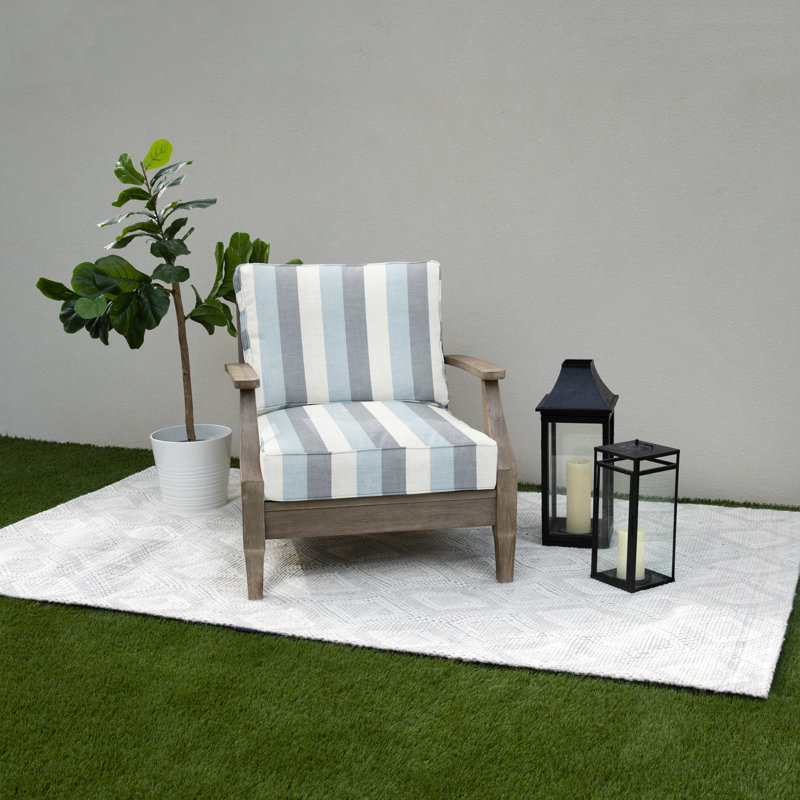 Passarelli Outdoor Sunbrella Seat/Back Cushion, Direction Dew Stripe Sunbrella®, 22.5" W x 22.5" D