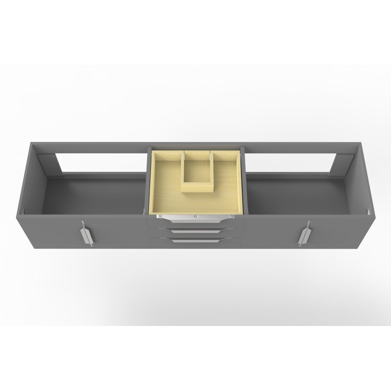Alpine 72'' Wall-Mounted Single Vanity Base Only, Grey/Brushed Nickel